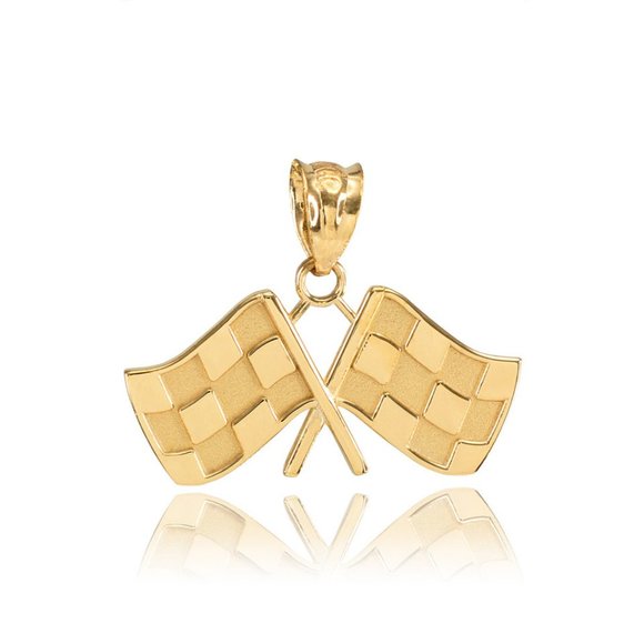 Gold Racing Flags Element Shine | Jewelry | K Solid Gold Racing Checked Flags Finish Line ...